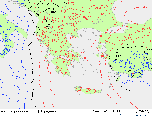 Presión superficial Arpege-eu mar 14.05.2024 14 UTC