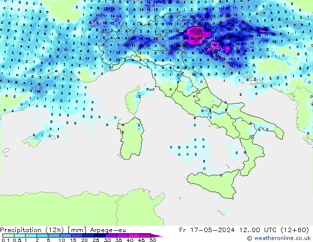 Precipitation (12h) Arpege-eu Fr 17.05.2024 00 UTC