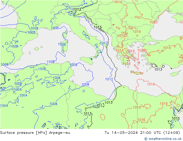 Luchtdruk (Grond) Arpege-eu di 14.05.2024 21 UTC