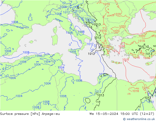приземное давление Arpege-eu ср 15.05.2024 15 UTC