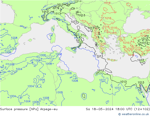 pressão do solo Arpege-eu Sáb 18.05.2024 18 UTC