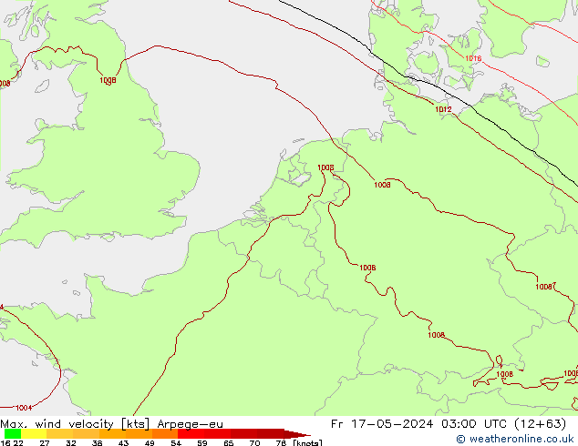 Maks. Rüzgar Hızı Arpege-eu Cu 17.05.2024 03 UTC
