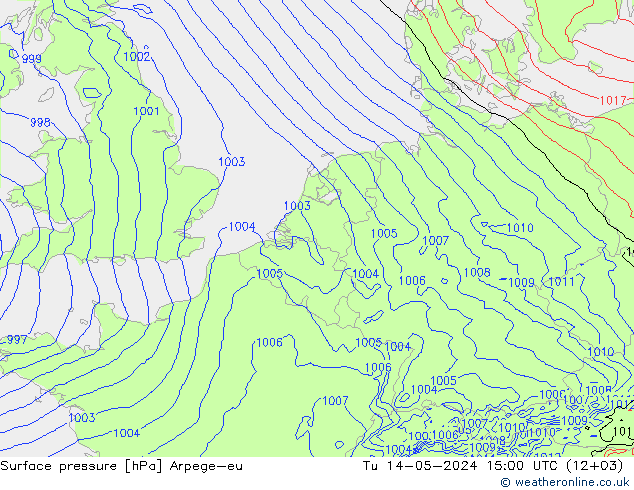 Luchtdruk (Grond) Arpege-eu di 14.05.2024 15 UTC