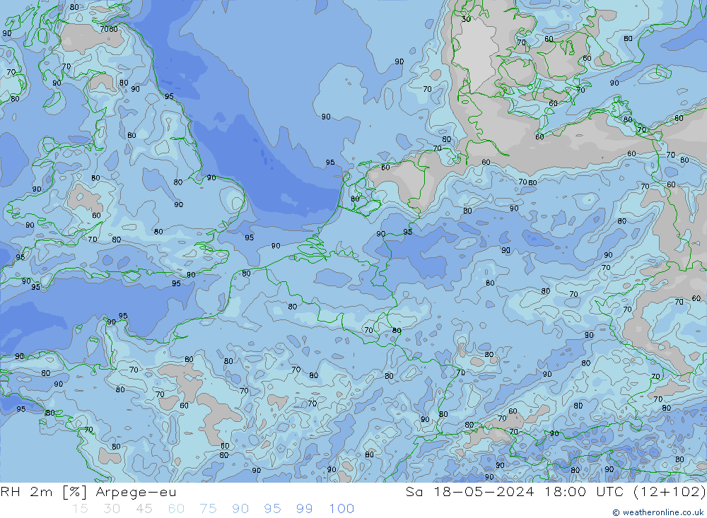 RH 2m Arpege-eu Sa 18.05.2024 18 UTC