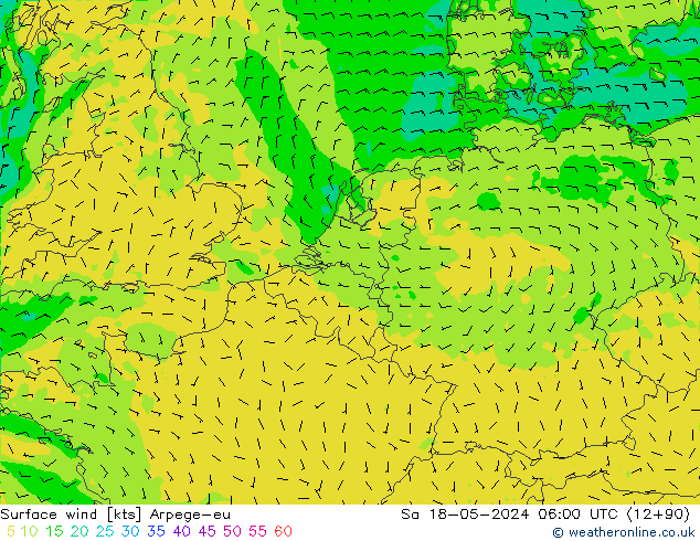 Surface wind Arpege-eu Sa 18.05.2024 06 UTC