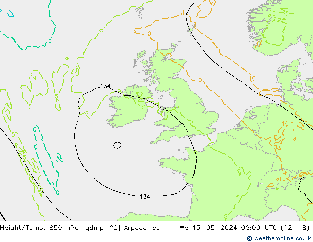 Yükseklik/Sıc. 850 hPa Arpege-eu Çar 15.05.2024 06 UTC