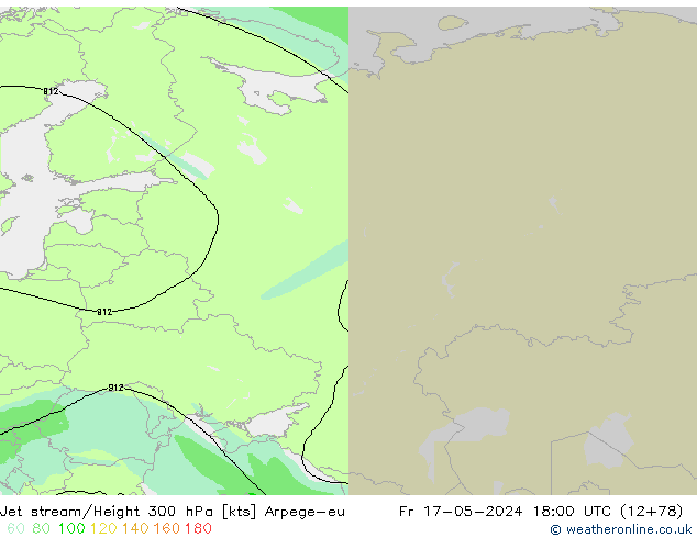 Jet stream/Height 300 hPa Arpege-eu Fr 17.05.2024 18 UTC
