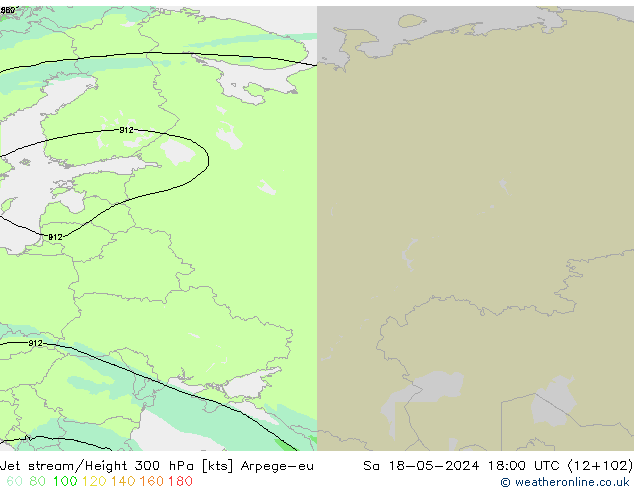 Jet stream Arpege-eu Sáb 18.05.2024 18 UTC