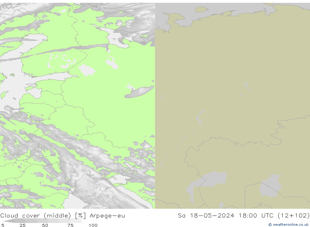 Bewolking (Middelb.) Arpege-eu za 18.05.2024 18 UTC