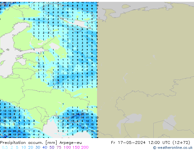 Precipitation accum. Arpege-eu Fr 17.05.2024 12 UTC