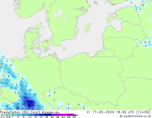 Precipitation (6h) Arpege-eu Fr 17.05.2024 00 UTC