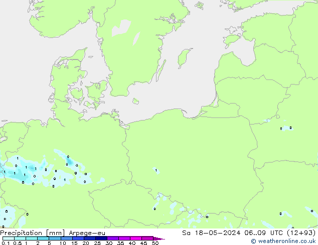 Srážky Arpege-eu So 18.05.2024 09 UTC
