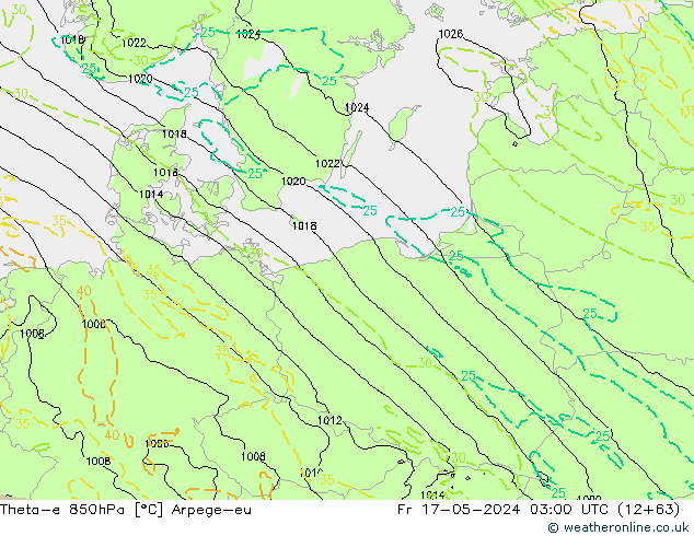 Theta-e 850hPa Arpege-eu Cu 17.05.2024 03 UTC