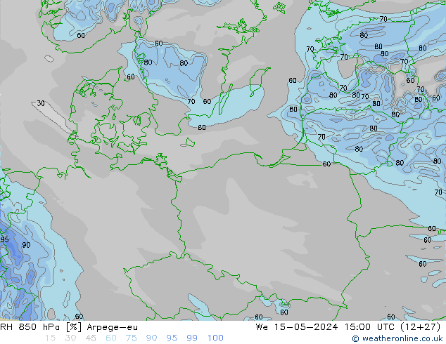 RH 850 hPa Arpege-eu  15.05.2024 15 UTC