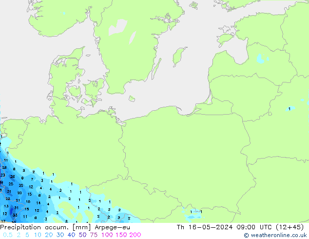 Toplam Yağış Arpege-eu Per 16.05.2024 09 UTC