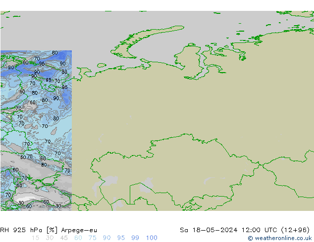 RH 925 hPa Arpege-eu  18.05.2024 12 UTC