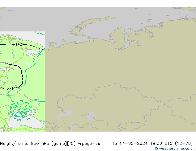 Height/Temp. 850 гПа Arpege-eu вт 14.05.2024 18 UTC
