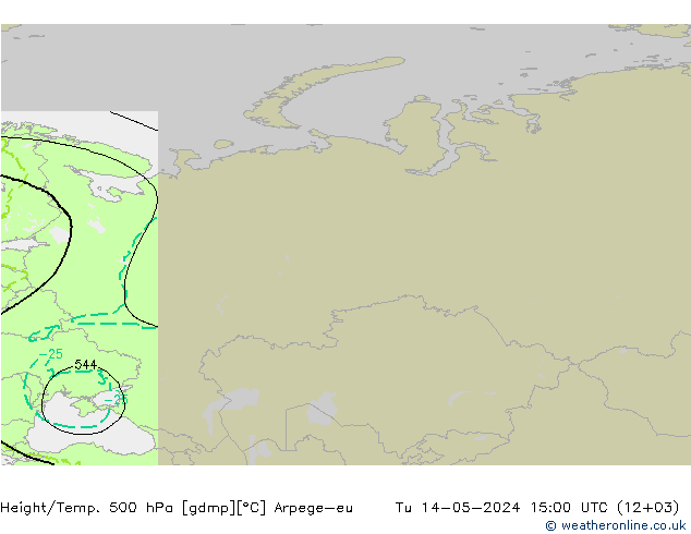 Yükseklik/Sıc. 500 hPa Arpege-eu Sa 14.05.2024 15 UTC