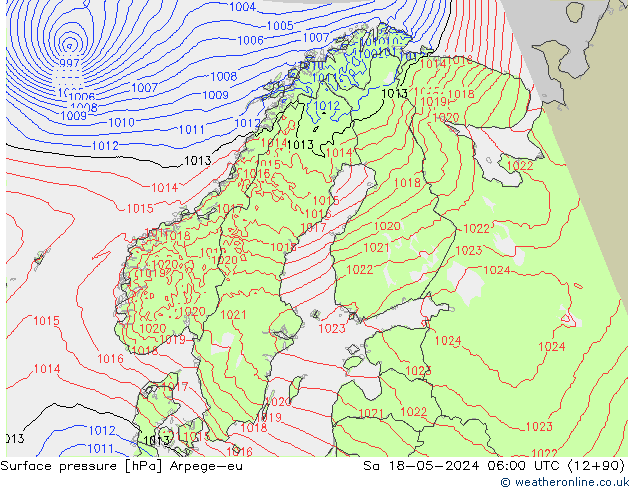 Luchtdruk (Grond) Arpege-eu za 18.05.2024 06 UTC