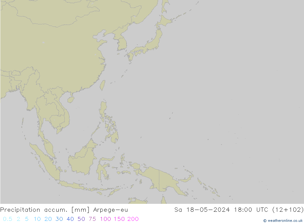 Precipitation accum. Arpege-eu Sa 18.05.2024 18 UTC