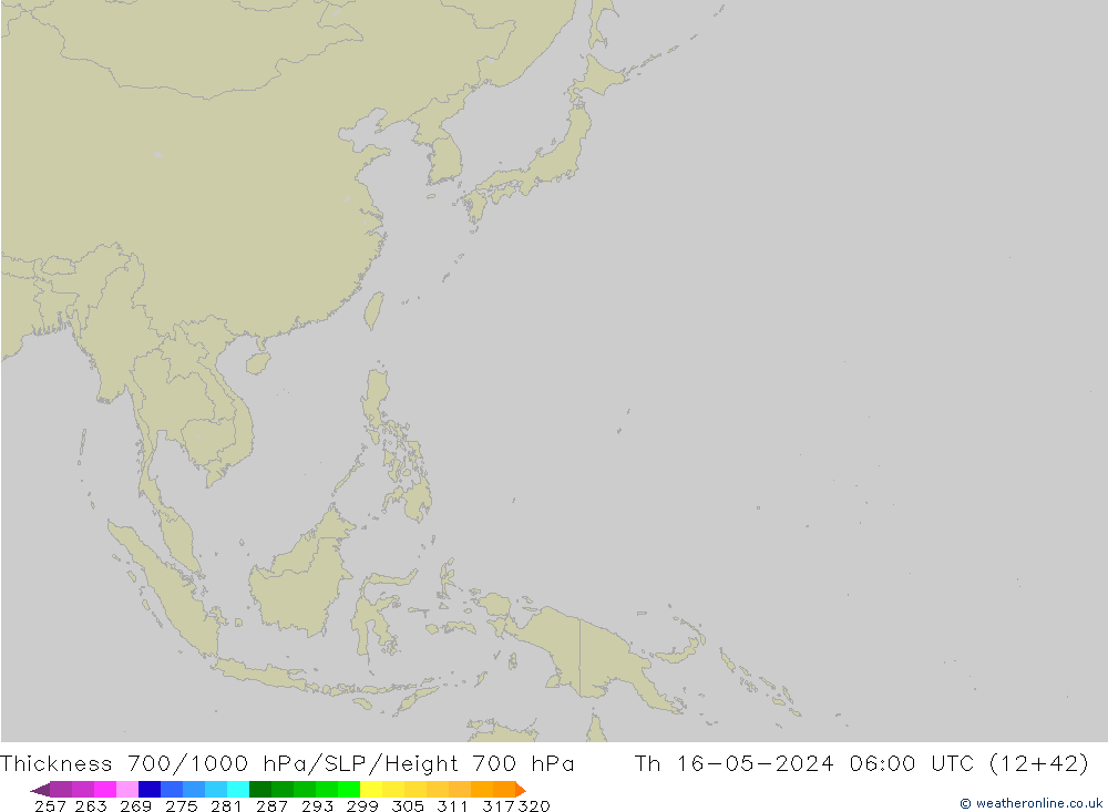 700-1000 hPa Kalınlığı Arpege-eu Per 16.05.2024 06 UTC