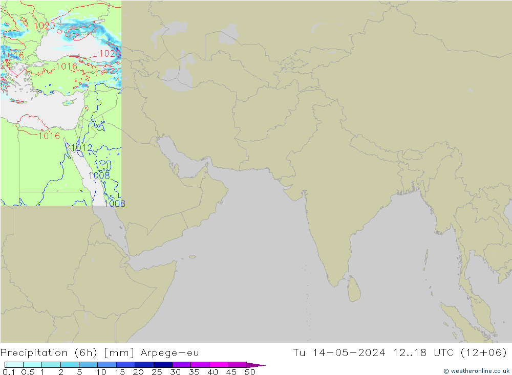 降水量 (6h) Arpege-eu 星期二 14.05.2024 18 UTC