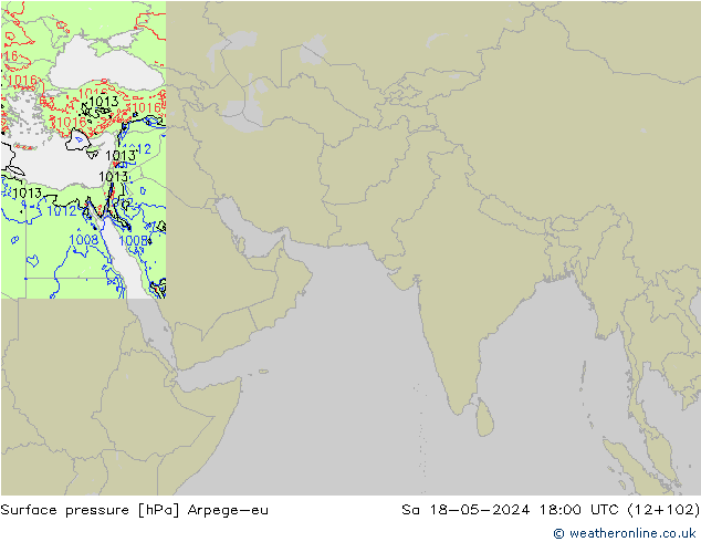 地面气压 Arpege-eu 星期六 18.05.2024 18 UTC