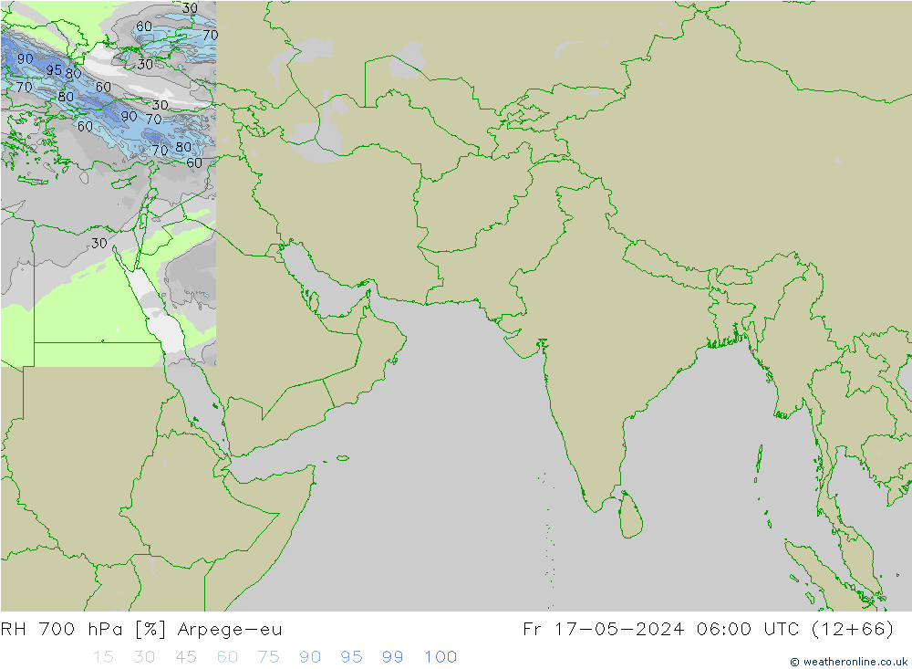 Humedad rel. 700hPa Arpege-eu vie 17.05.2024 06 UTC