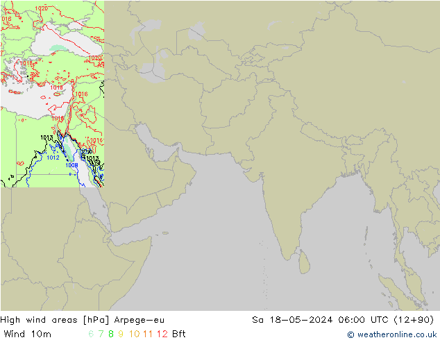 yüksek rüzgarlı alanlar Arpege-eu Cts 18.05.2024 06 UTC