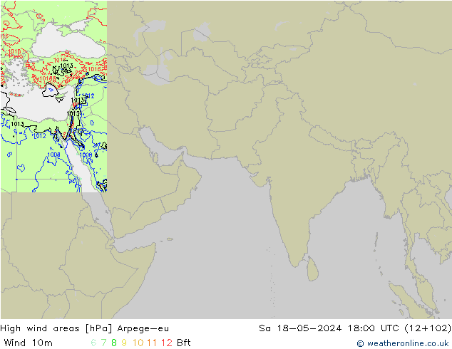 High wind areas Arpege-eu 星期六 18.05.2024 18 UTC