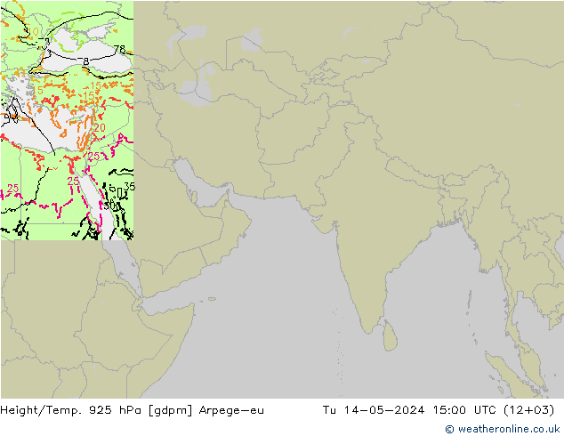 Height/Temp. 925 hPa Arpege-eu 星期二 14.05.2024 15 UTC