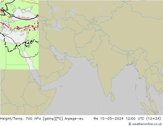 Height/Temp. 700 hPa Arpege-eu 星期三 15.05.2024 12 UTC
