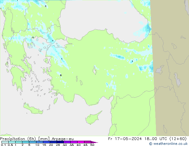 Precipitación (6h) Arpege-eu vie 17.05.2024 00 UTC