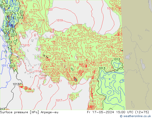 Pressione al suolo Arpege-eu ven 17.05.2024 15 UTC