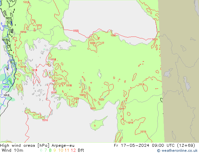 High wind areas Arpege-eu Fr 17.05.2024 09 UTC