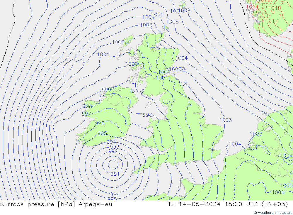 ciśnienie Arpege-eu wto. 14.05.2024 15 UTC