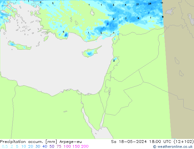 Toplam Yağış Arpege-eu Cts 18.05.2024 18 UTC