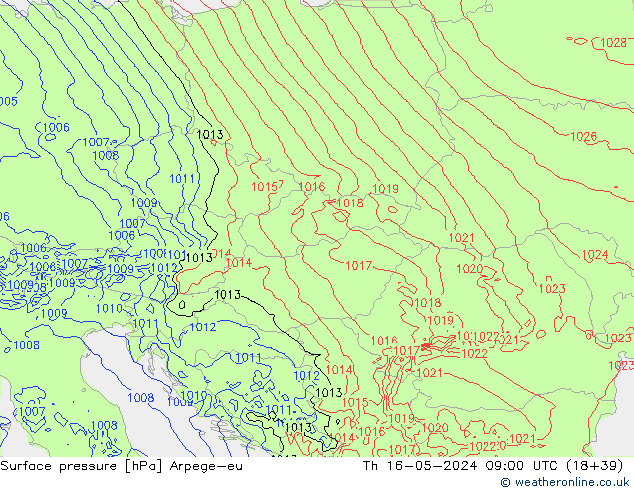 pressão do solo Arpege-eu Qui 16.05.2024 09 UTC