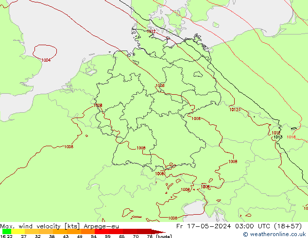 Windböen Arpege-eu Fr 17.05.2024 03 UTC