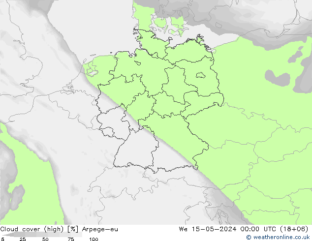 Bewolking (Hoog) Arpege-eu wo 15.05.2024 00 UTC