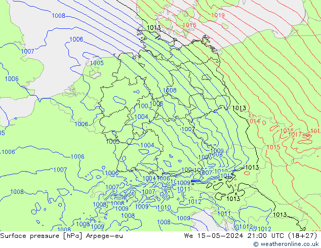 Surface pressure Arpege-eu We 15.05.2024 21 UTC