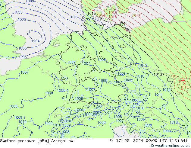 Pressione al suolo Arpege-eu ven 17.05.2024 00 UTC