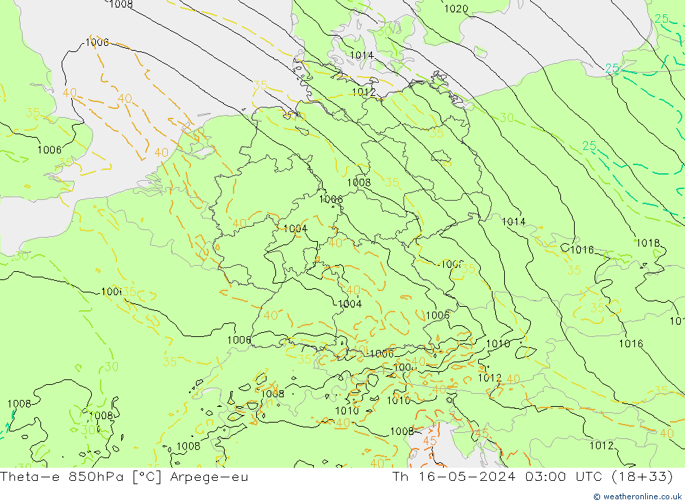 Theta-e 850hPa Arpege-eu Th 16.05.2024 03 UTC