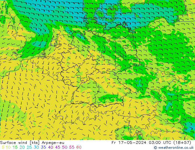 Surface wind Arpege-eu Fr 17.05.2024 03 UTC