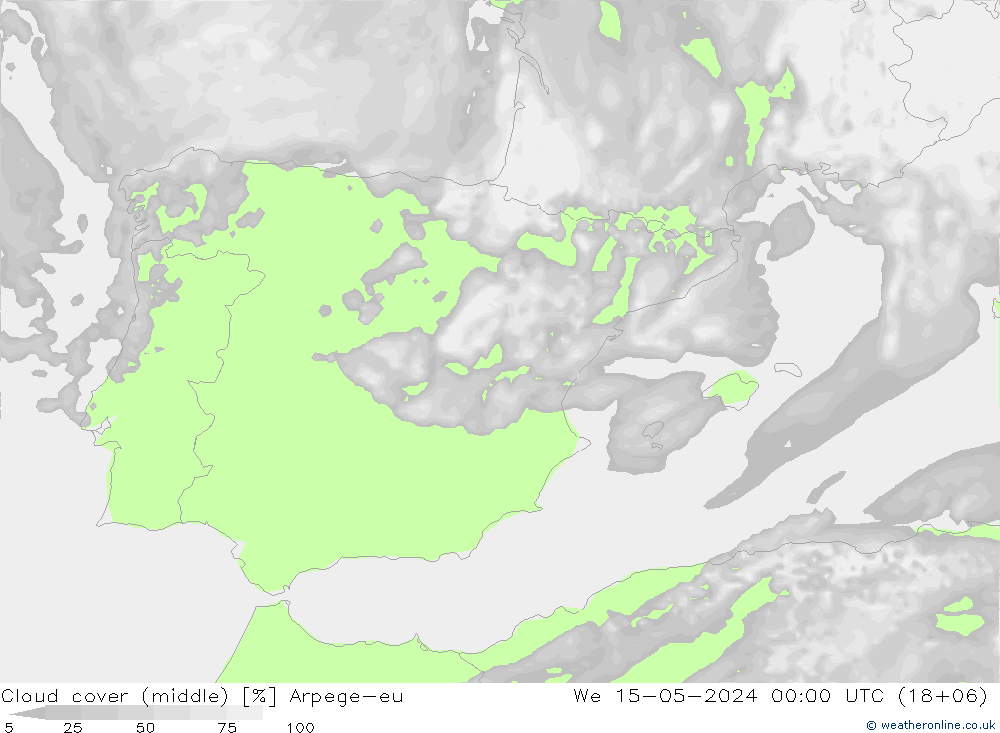 Bewolking (Middelb.) Arpege-eu wo 15.05.2024 00 UTC