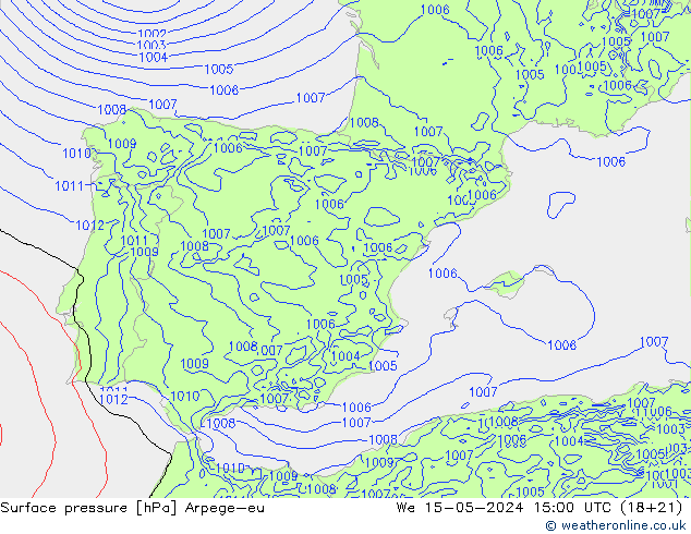 pressão do solo Arpege-eu Qua 15.05.2024 15 UTC