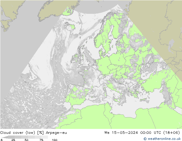 Bewolking (Laag) Arpege-eu wo 15.05.2024 00 UTC