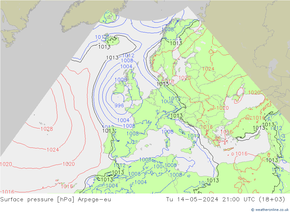 Presión superficial Arpege-eu mar 14.05.2024 21 UTC
