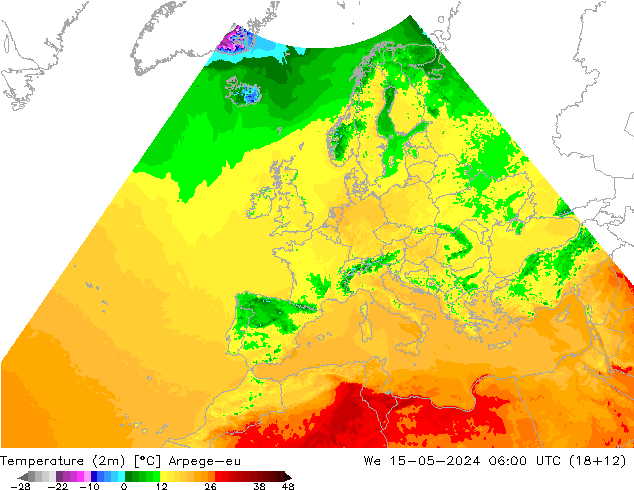 Temperature (2m) Arpege-eu St 15.05.2024 06 UTC