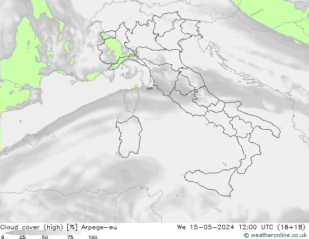 Bulutlar (yüksek) Arpege-eu Çar 15.05.2024 12 UTC